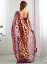 Mono Net Wine Party Wear Sequins Work Saree